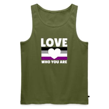 Asexuell, Asexualität, Ass. Liebe, wer du bist - Männer Premium Bio Tank Top - Khaki - Vorne - Michal (187cm)