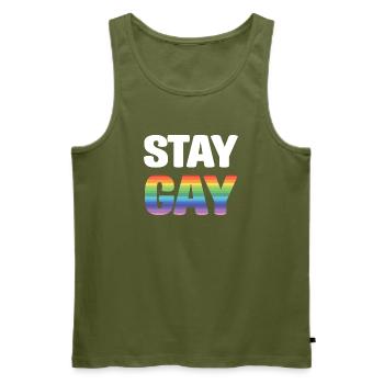 LGBTQ Pride Month - Stay Gay - Men's Premium Organic Tank Top - khaki - Front - Michal (187cm)
