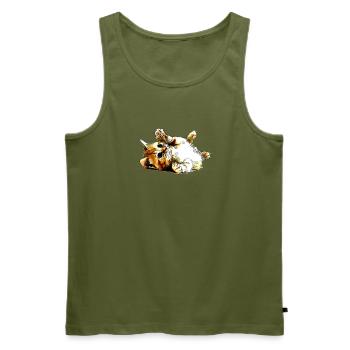 Süße liegende Katze - Männer Premium Bio Tank Top - Khaki - Vorne - Michal (187cm)