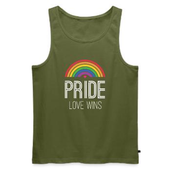 LGBTQ Pride Month - Pride. Love Wins - Men's Premium Organic Tank Top - khaki - Front - Michal (187cm)