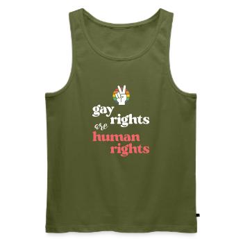 LGBT Pride Month - Gay Rights Are Human Rights - Men's Premium Organic Tank Top - khaki - Front - Michal (187cm)