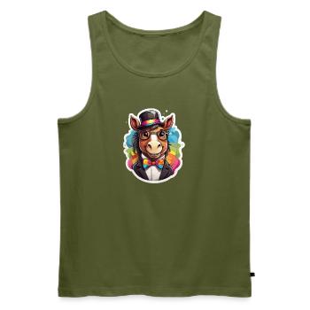 Rainbow Esel Gentleman - Männer Premium Bio Tank Top - Khaki - Vorne - Michal (187cm)