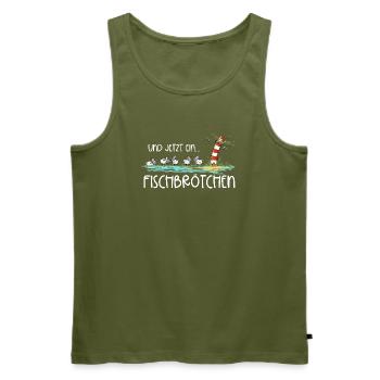 Leuchtturm Fischbrötchen I Nordsee Ostsee Küste - Männer Premium Bio Tank Top - Khaki - Vorne - Michal (187cm)