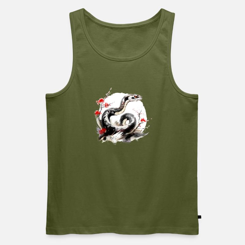 Chinesisches Sternzeichen Schlange - Männer Premium Bio Tank Top - Khaki