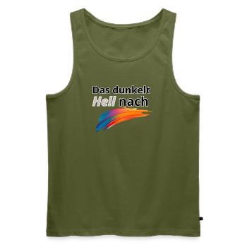Das Dunkelt hell nach - Männer Premium Bio Tank Top - Khaki - Vorne - Michal (187cm)