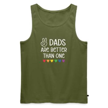 Mois de la fierté LGBTQ - Deux papas valent mieux qu’un - Débardeur bio Premium Homme - kaki - Devant - Michal (187cm)
