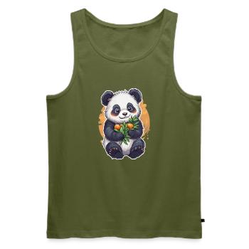 Cute Panda Bear – Gift for Kids - Men's Premium Organic Tank Top - khaki - Front - Michal (187cm)