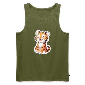 Süsser Tiger – Lustige Geschenkidee für Kinder - Männer Premium Bio Tank Top - Khaki - Vorne - Michal (187cm)