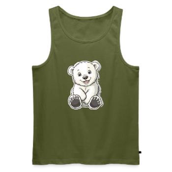 Polar Bear Illustration – Arctic Animal Motif - Men's Premium Organic Tank Top - khaki - Front - Michal (187cm)