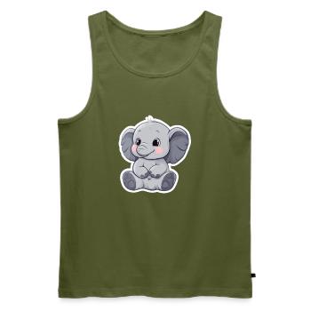 Éléphant mignon – idée cadeau pour les amoureux des animaux - Débardeur bio Premium Homme - kaki - Devant - Michal (187cm)