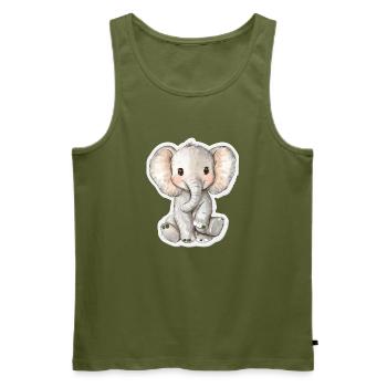 Éléphant mignon – idée cadeau pour les amoureux des animaux - Débardeur bio Premium Homme - kaki - Devant - Michal (187cm)