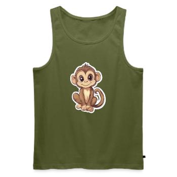 Monkey Cute Monkey Gift for Monkey Fans - Men's Premium Organic Tank Top - khaki - Front - Michal (187cm)