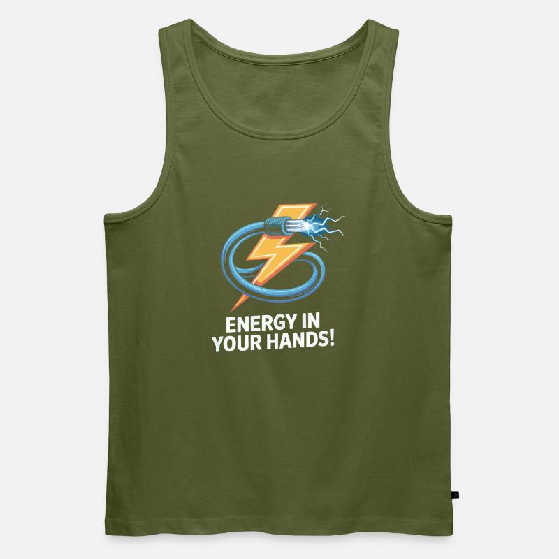 Elektrischer Strom Blitz Design - Männer Premium Bio Tank Top - Khaki