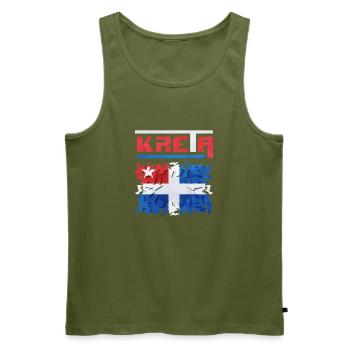 Kreatives Puzzle-Design mit Norwegischer Flagge - Männer Premium Bio Tank Top - Khaki - Vorne - Michal (187cm)