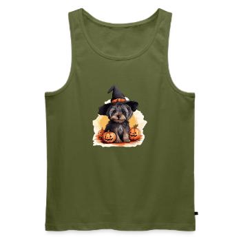 Halloween Witch Hat Pumpkin Dog Yorkshire Terrier - Men's Premium Organic Tank Top - khaki - Front - Michal (187cm)