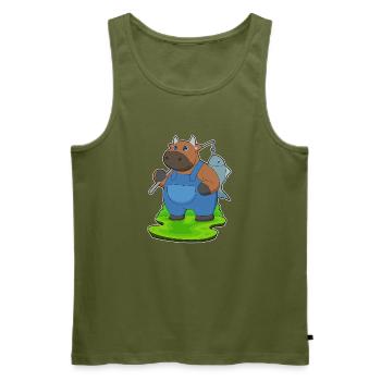 pêche au baudroie taureau - Débardeur bio Premium Homme - kaki - Devant - Michal (187cm)