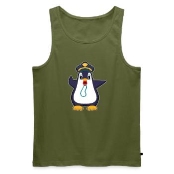Pinguin Polizist Trillerpfeife Polizei - Männer Premium Bio Tank Top - Khaki - Vorne - Michal (187cm)