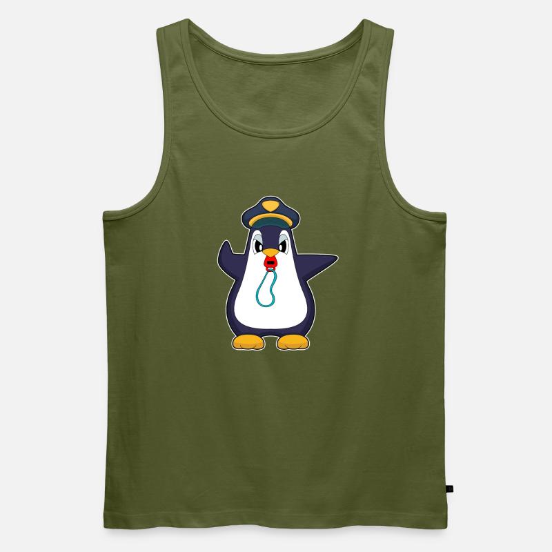 Pinguin Polizist Trillerpfeife Polizei - Männer Premium Bio Tank Top - Khaki