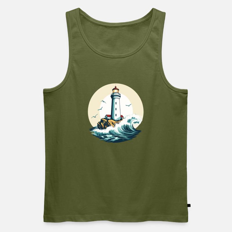 Leuchtturm am Meeresufer - Männer Premium Bio Tank Top - Khaki