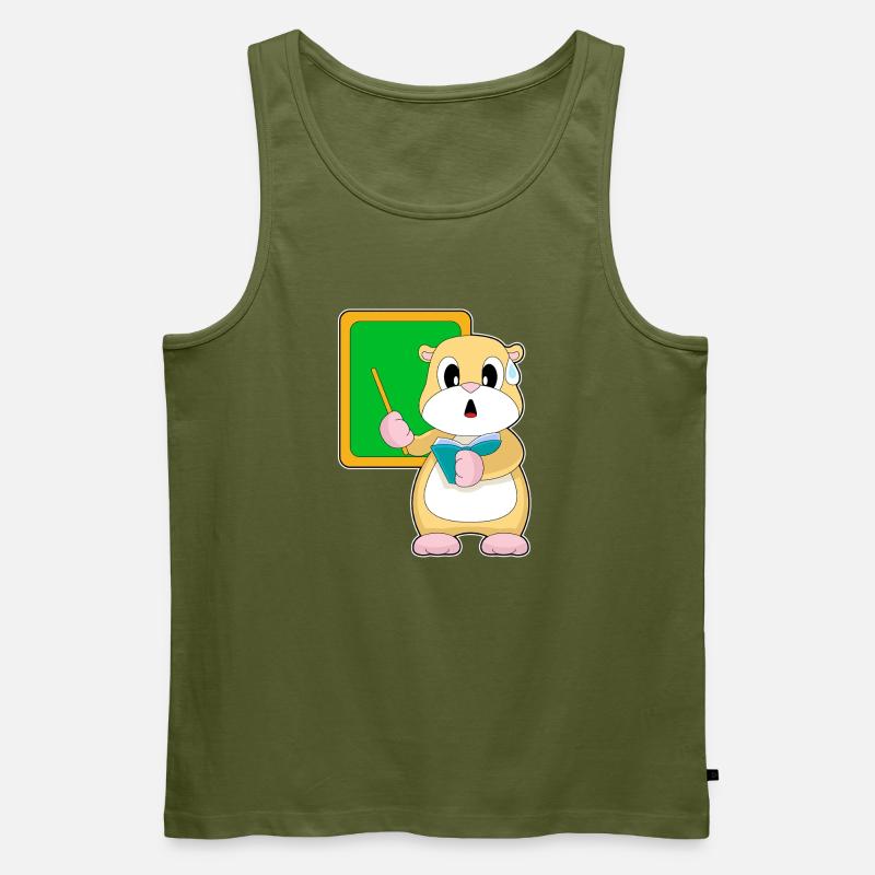 Hamster Lehrer Schultafel Schule - Männer Premium Bio Tank Top - Khaki