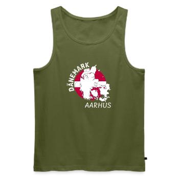 Aarhus - Men's Premium Organic Tank Top - khaki - Front - Michal (187cm)