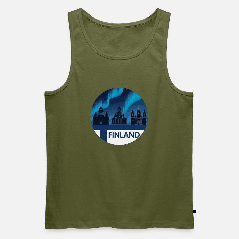 Finnland Aurora Skyline - Männer Premium Bio Tank Top - Khaki