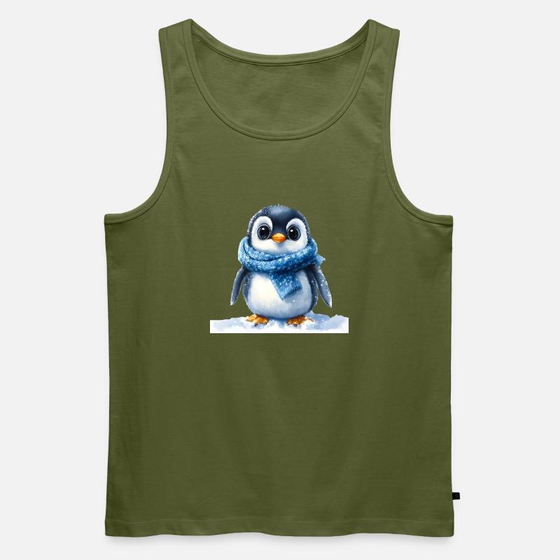 Niedlicher Pinguin mit Winteraccessoire - Männer Premium Bio Tank Top - Khaki