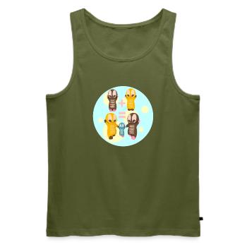Niedliche Kawaiifiguren Familie - Männer Premium Bio Tank Top - Khaki - Vorne - Michal (187cm)