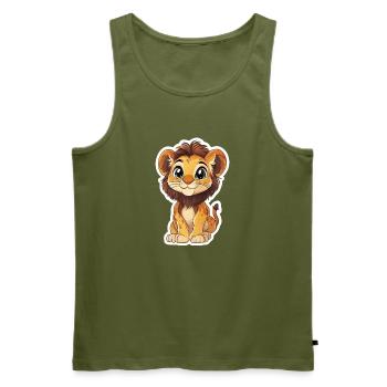 Lion - Men's Premium Organic Tank Top - khaki - Front - Michal (187cm)