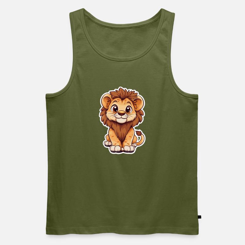 Löwe - Männer Premium Bio Tank Top - Khaki