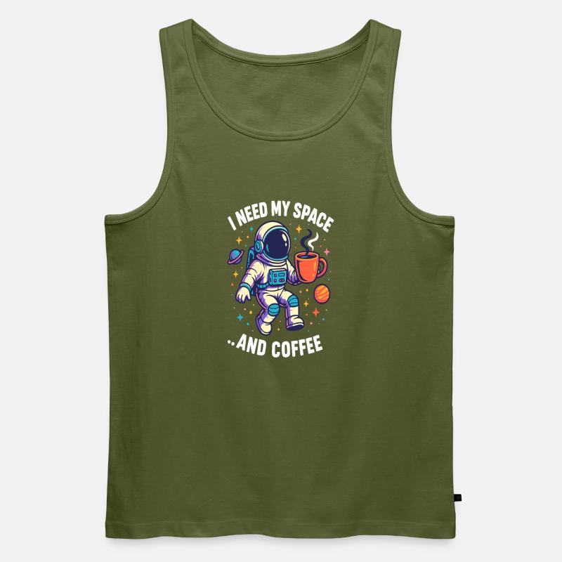 Astronaut mit Kaffee - Männer Premium Bio Tank Top - Khaki