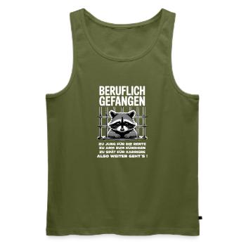Büro & Job Kollegen Arbeiter lustiges Arbeiten - Männer Premium Bio Tank Top - Khaki - Vorne - Michal (187cm)