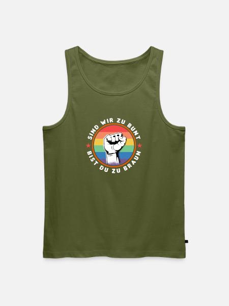 SIND WIR ZU BUNT - BIST DU ZU BRAUN - GEGEN RECHTS - Männer Premium Bio Tank Top - Khaki