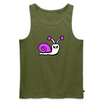 Snail angry angry angry unhappy upset - Men's Premium Organic Tank Top - khaki - Front - Michal (187cm)