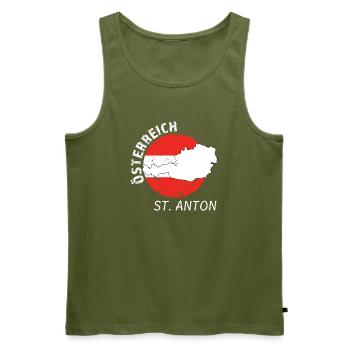 St. Anton  - Männer Premium Bio Tank Top - Khaki - Vorne - Michal (187cm)