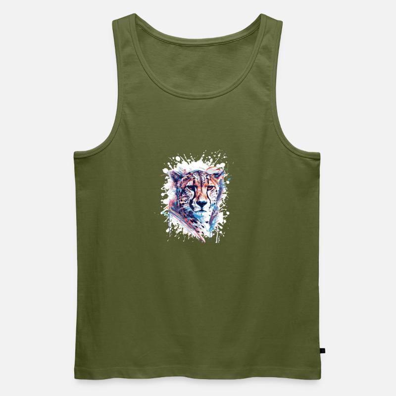 Leopard Splatter Aquarell - Männer Premium Bio Tank Top - Khaki