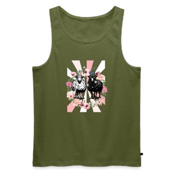 Retro Frühling Schafe Ostern Kinder - Männer Premium Bio Tank Top - Khaki - Vorne - Michal (187cm)