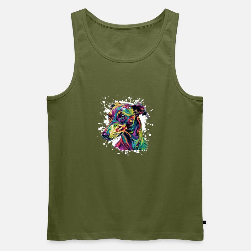 Farbexplosion Hund Portrait - Männer Premium Bio Tank Top - Khaki