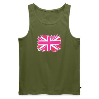 Pink Union Jack - Men's Premium Organic Tank Top - khaki - Front - Michal (187cm)