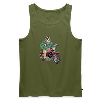 Moto paresseux - Débardeur bio Premium Homme - kaki - Devant - Michal (187cm)