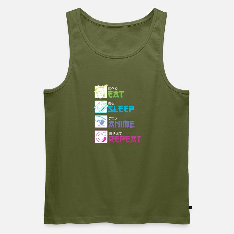 EAT SLEEP ANIME REPEAT - Männer Premium Bio Tank Top - Khaki