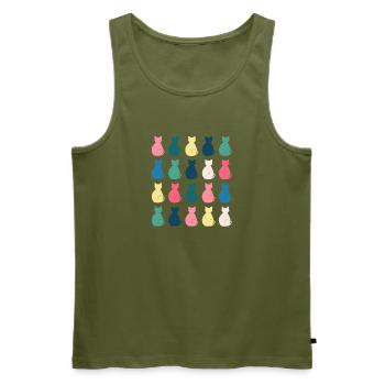 Katzenmusterin Pastellfarben – Pop-Art Design - Männer Premium Bio Tank Top - Khaki - Vorne - Michal (187cm)