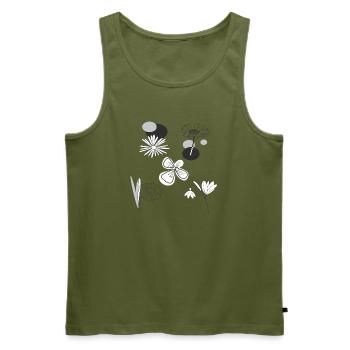 Fleurs noires et blanches - Débardeur bio Premium Homme - kaki - Devant - Michal (187cm)
