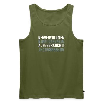 Nerve volume used up - Men's Premium Organic Tank Top - khaki - Front - Michal (187cm)
