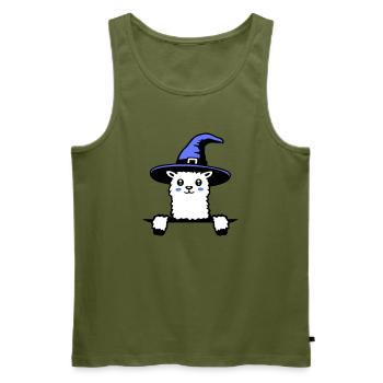 Llama Wizard Cute Look Magical Witch Hat Cute - Men's Premium Organic Tank Top - khaki - Front - Michal (187cm)