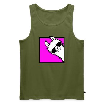Lama Cool Peeks Around Corner Side Sunglasses Alpaca - Men's Premium Organic Tank Top - khaki - Front - Michal (187cm)
