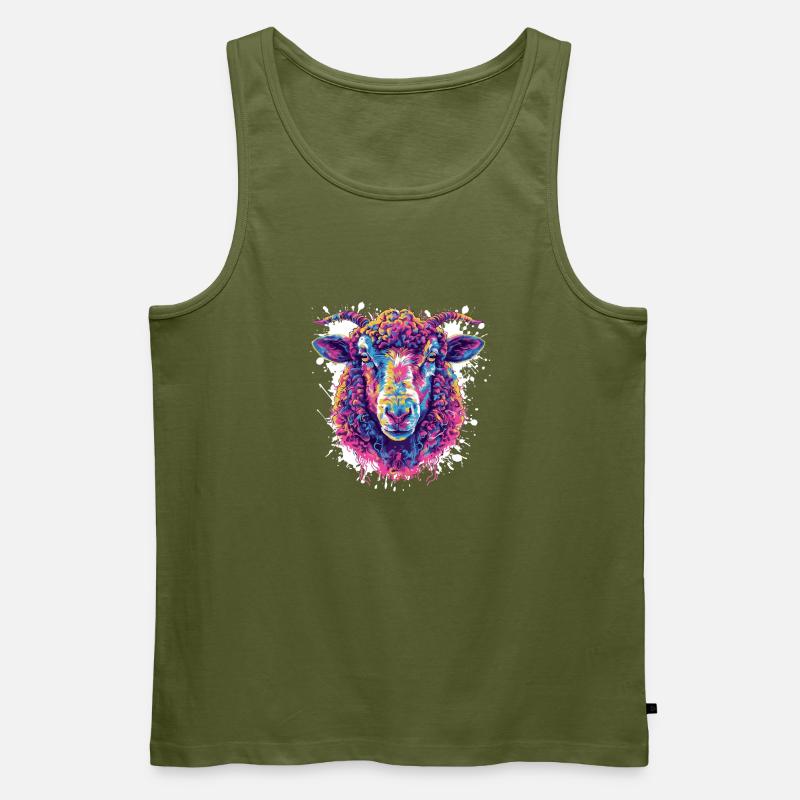 Buntes Schäferkopf Pop Art - Männer Premium Bio Tank Top - Khaki