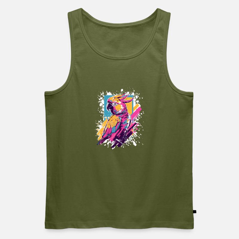 Neon Papagei Farbexplosion - Männer Premium Bio Tank Top - Khaki