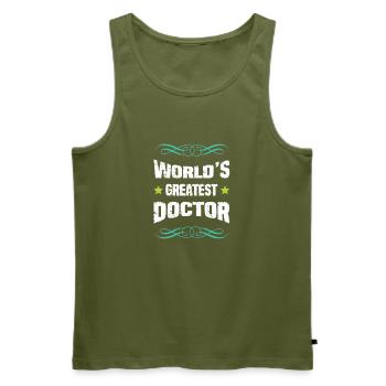 World's Best Doctor T-Shirt Design - Men's Premium Organic Tank Top - khaki - Front - Michal (187cm)