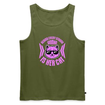 Behind Every Strong Woman Is Her Cat Spruch Katze - Men's Premium Organic Tank Top - khaki - Front - Michal (187cm)